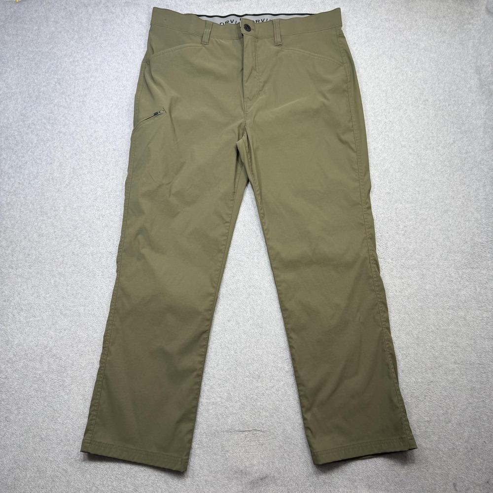 Orvis Performance Pants Mens 38x30 Green Stretch Tech Pocket Casual Outdoor